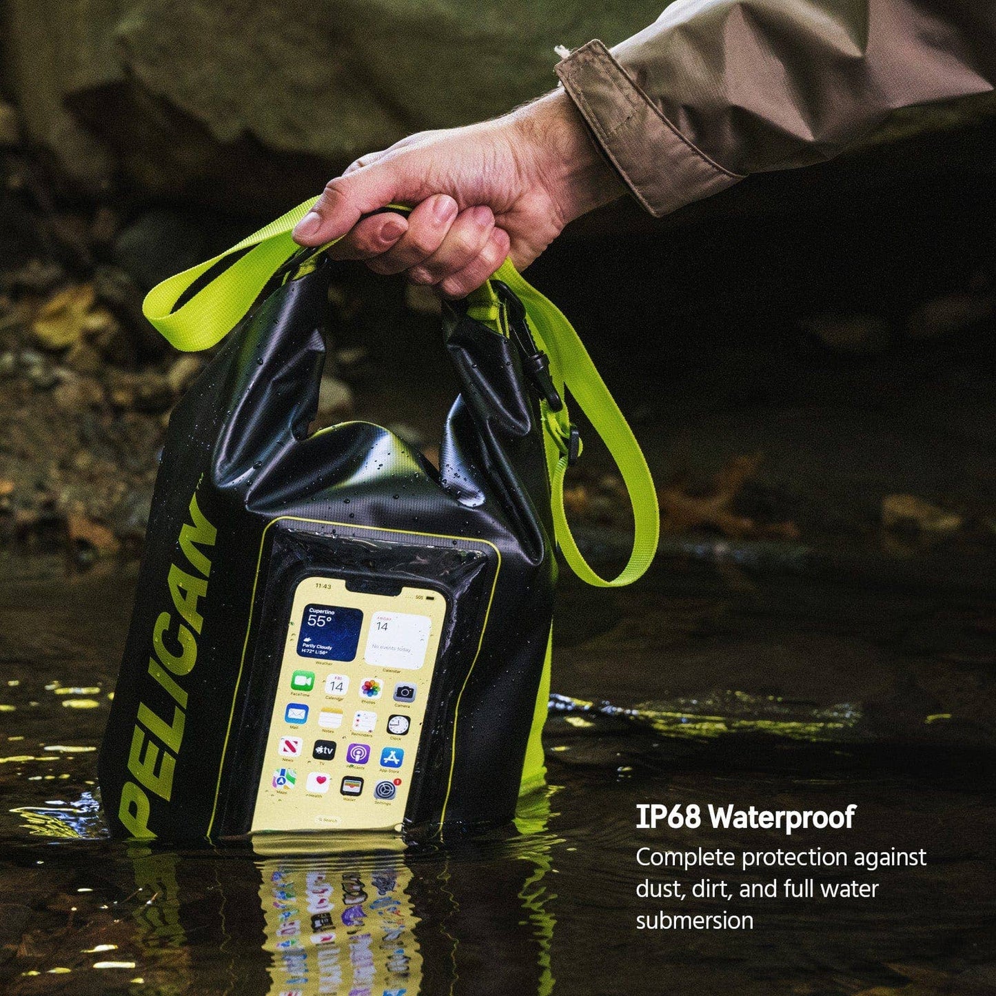 Case-Mate - Pelican Marine Waterproof 5L Dry Bag (Black/ Hi Vis Yellow) - Phone Pouch: Black/Hi Vis Yellow Case-Mate