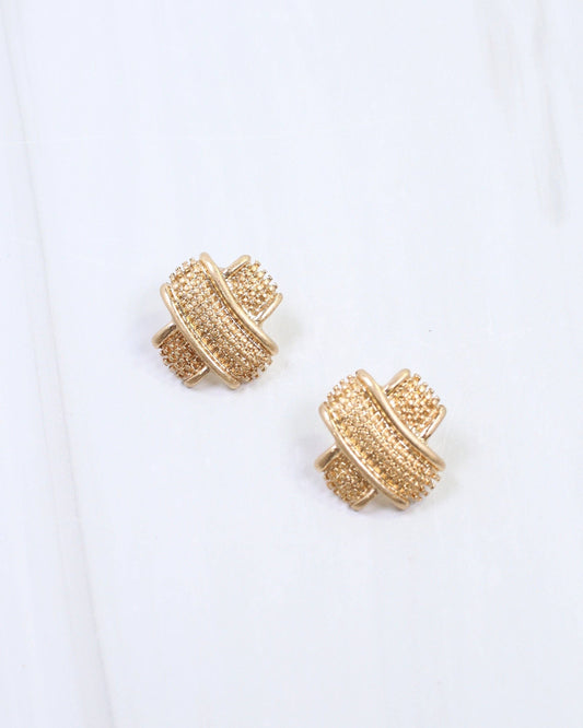 Caroline Hill - Bernadette Textured Stud Earring Worn Gold: Default Caroline Hill