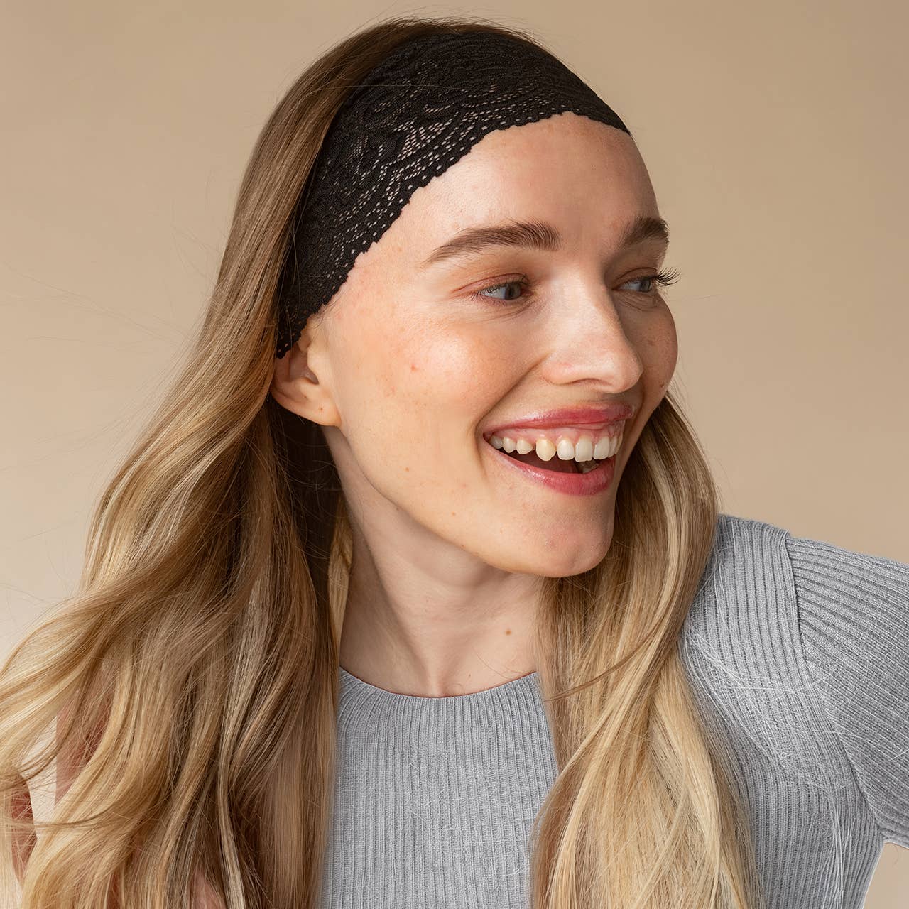 KITSCH - Wide Lace Elastic Headbands 2pc Set - Black KITSCH