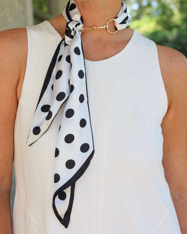 Caroline Hill - Henley Horsebit Buckle Scarf Necklace Black White: Default Caroline Hill