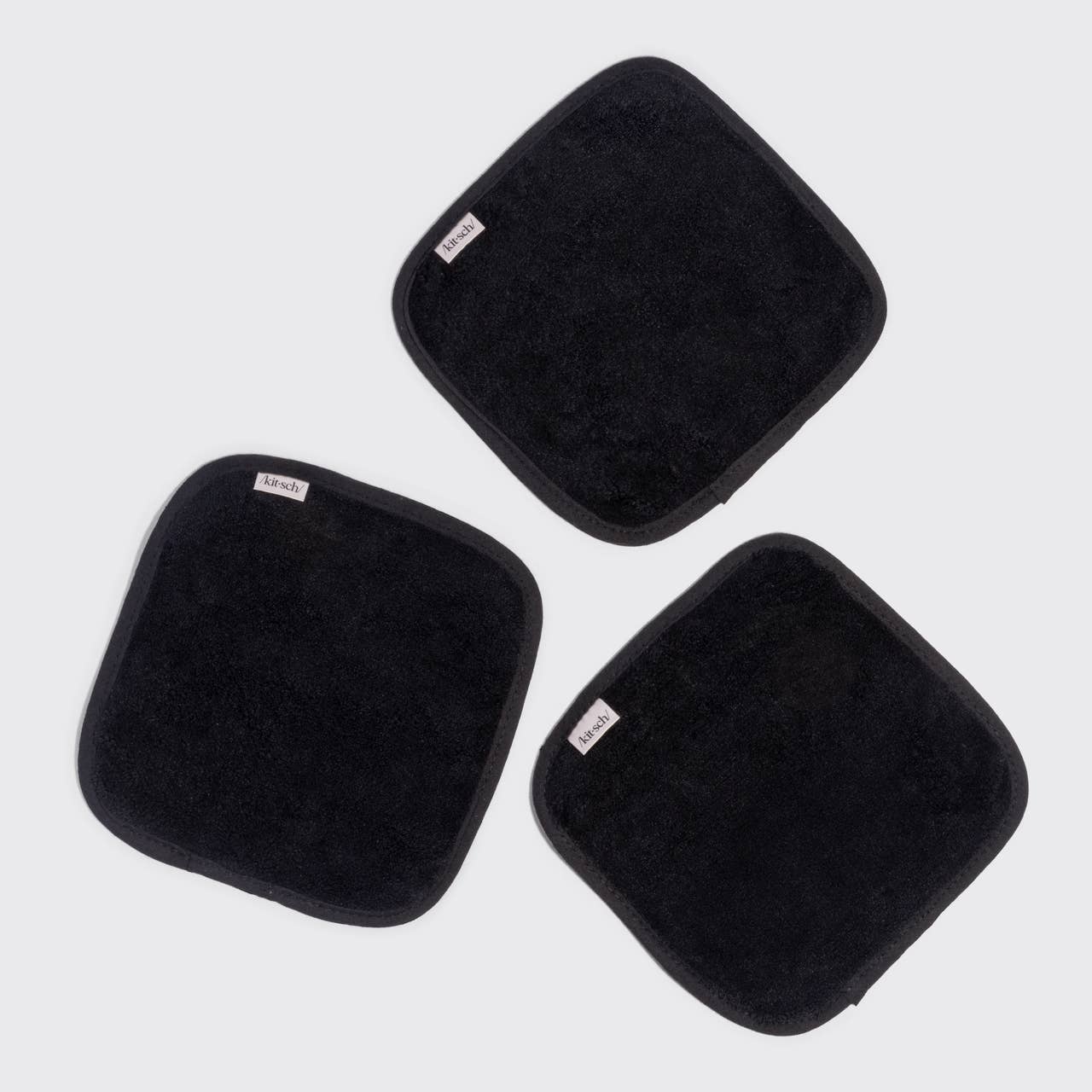 KITSCH - Microfiber Face Towels 3pc Set - Black KITSCH