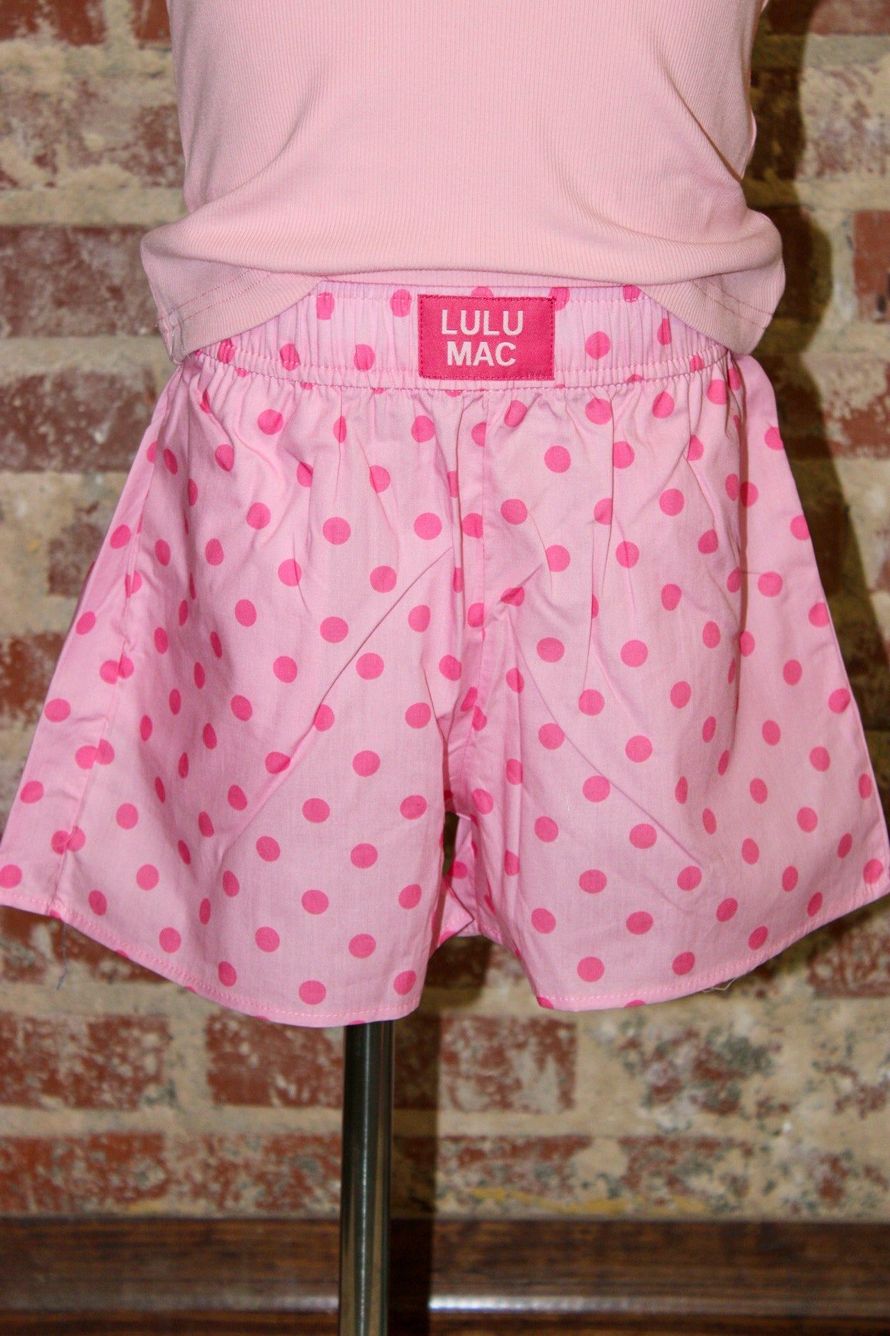 Lulu Mac Youth Light Pink/ Pink  Polka Dot Boxer Shorts Girlie Girl Originals