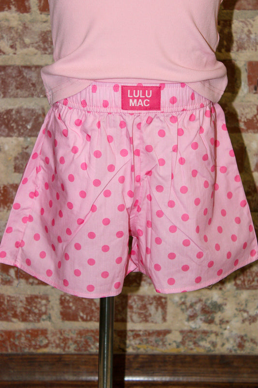Lulu Mac Youth Light Pink/ Pink  Polka Dot Boxer Shorts Girlie Girl Originals
