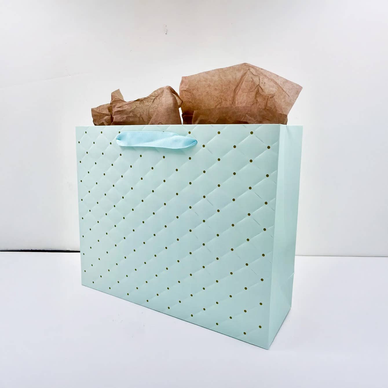 ByHome - 12pcs, tiffany blue dot wavy surface gift bag w/ tissue: Small ByHome