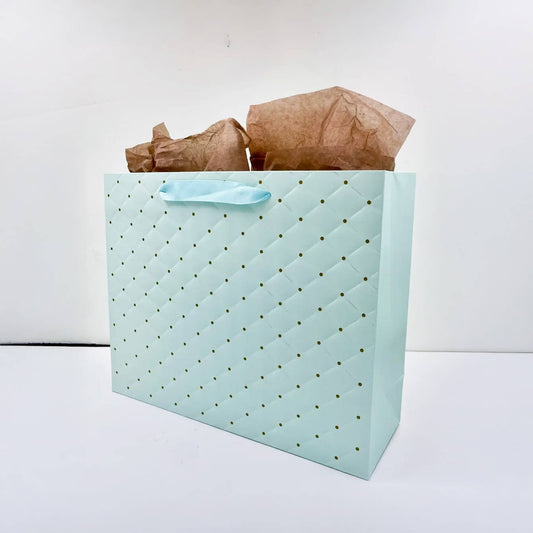 ByHome - 12pcs, tiffany blue dot wavy surface gift bag w/ tissue: Medium ByHome