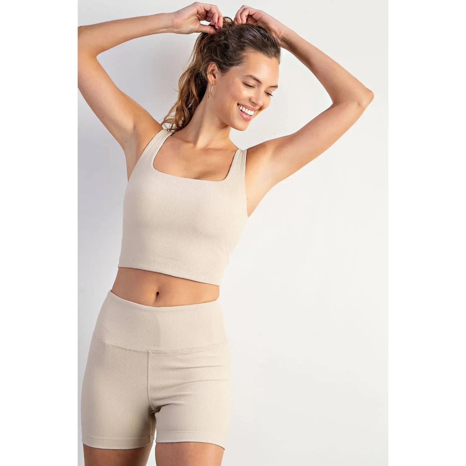 Rae Mode - NYLON RIB SQUARE NECK SLEEVELESS CROP TOP Rae Mode