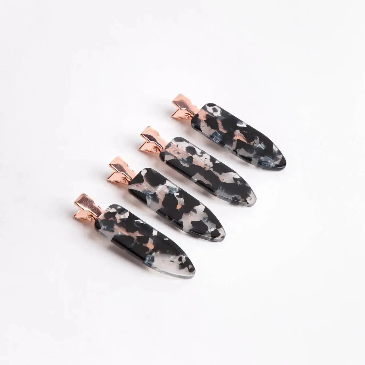 Eco-Friendly Creaseless Clips 4pc Set - Black Terrazzo KITSCH