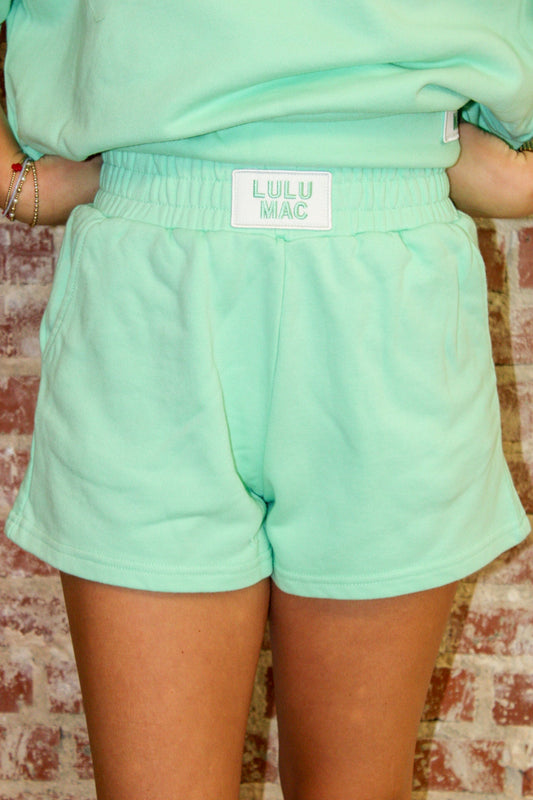 LULU MAC TERRY CLOTH SHORT-SEAFOAM LULU MAC