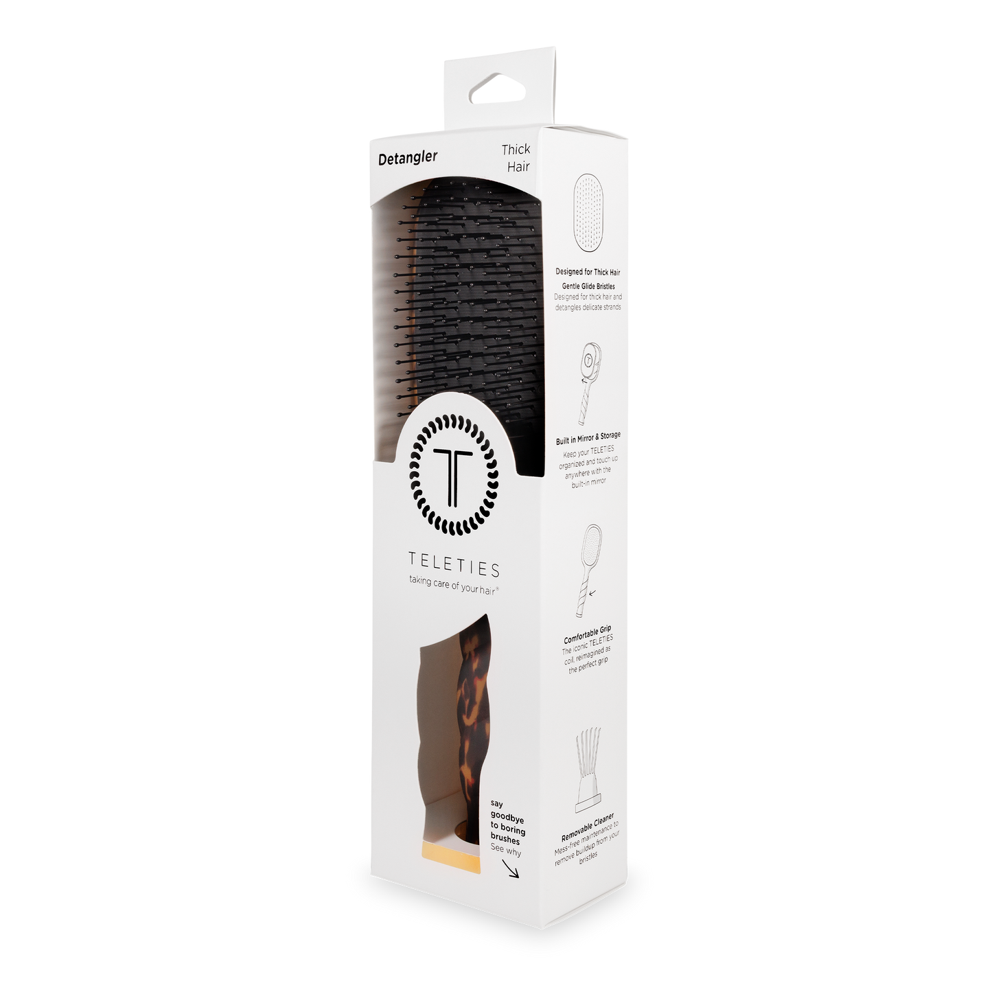 TELETIES - Detangler Hair Brush for Thick Hair - Tortoise TELETIES