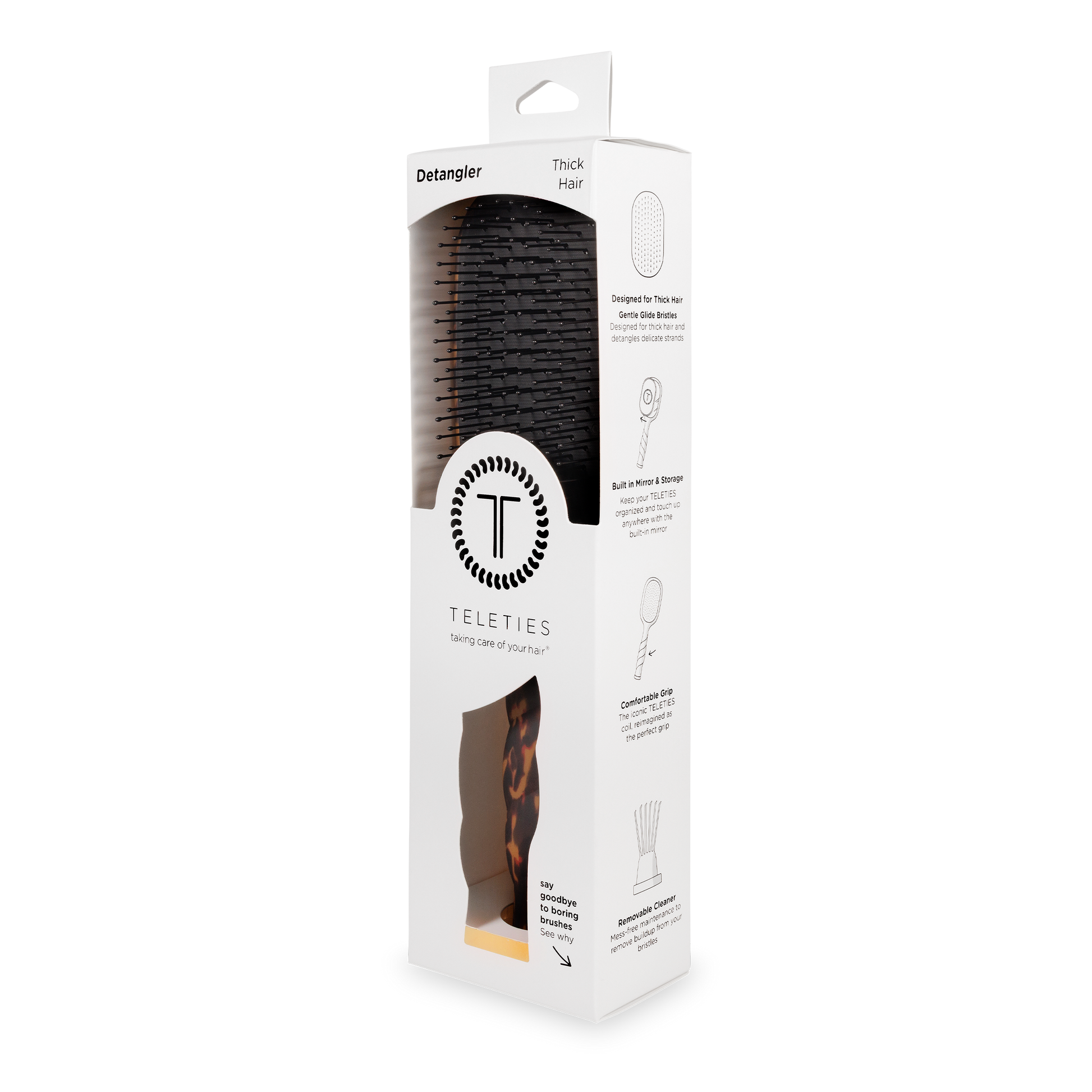 TELETIES - Detangler Hair Brush for Thick Hair - Tortoise TELETIES