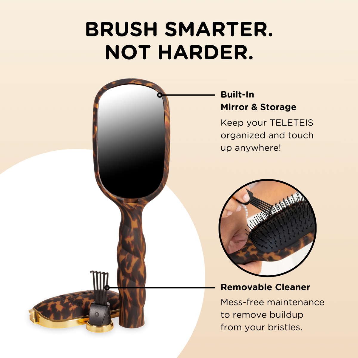 TELETIES - Detangler Brush |Tortoise| Fine TELETIES