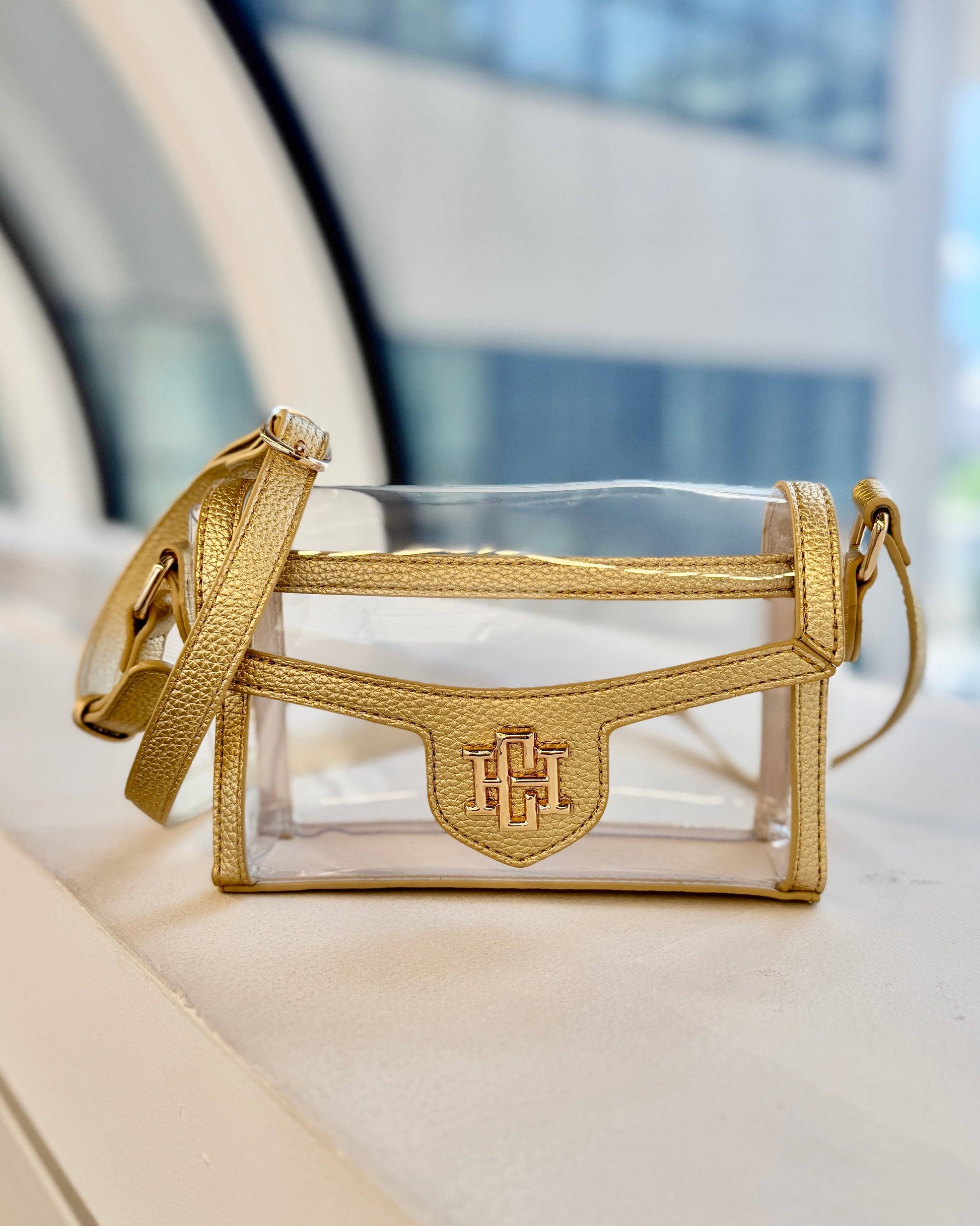 Caroline Hill - Anna Clear Bag Gold: Default Caroline Hill