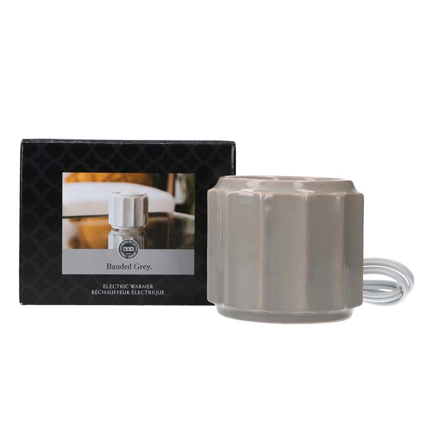 BRIDGEWATER CANDLE GREY BANDED WARMER BRIDGEWATER CANDLE CO.
