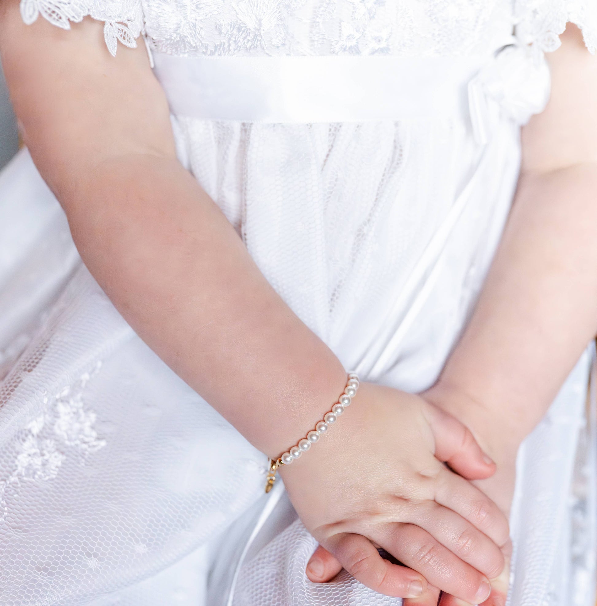 Cherished Moments - Kids 14K Gold-Plated Pearl Baby Bracelet Children's Jewelry: Small 0-12m Cherished Moments