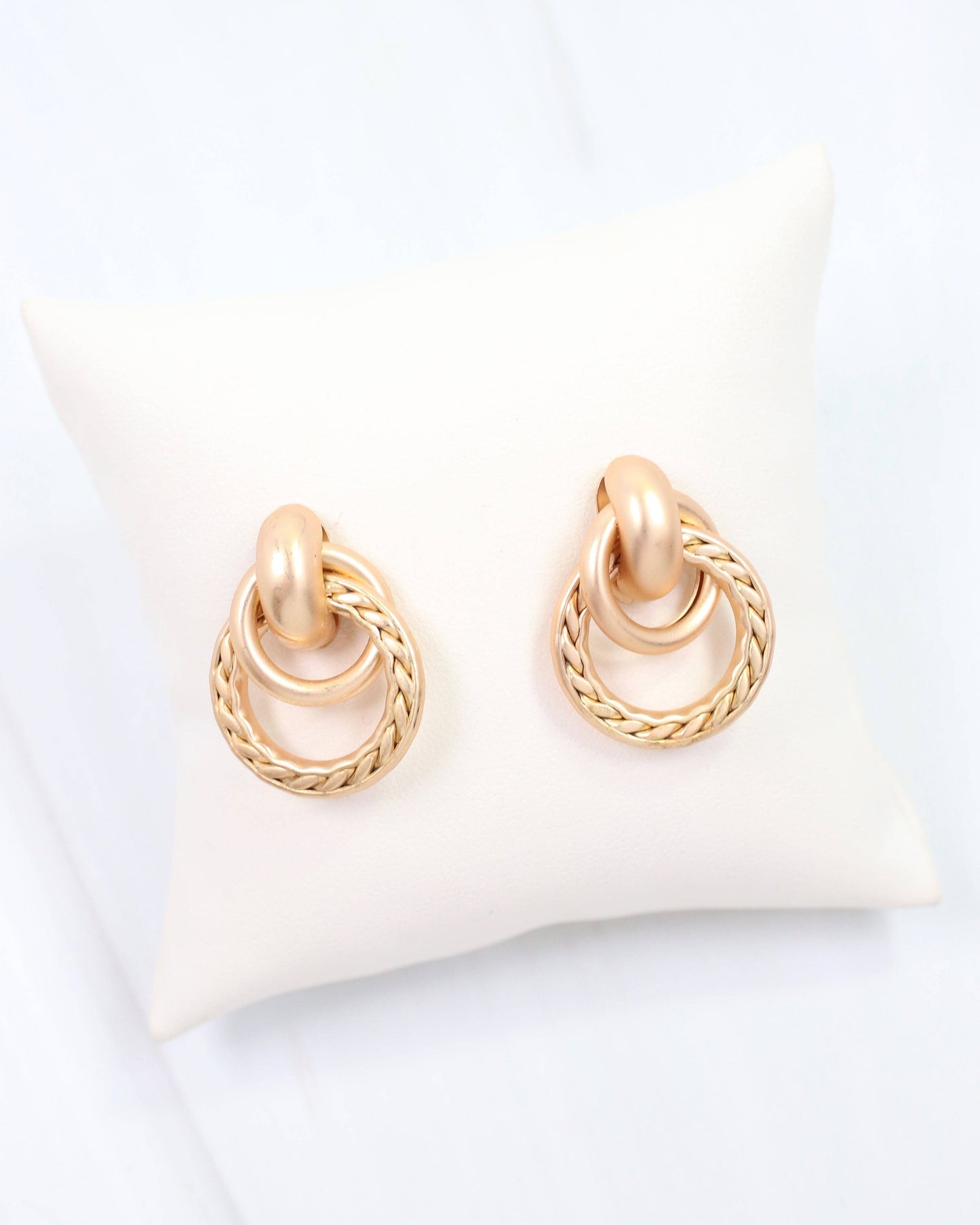 Caroline Hill - Coosa Twisted Double Loop Earring Matte Gold: Default Caroline Hill