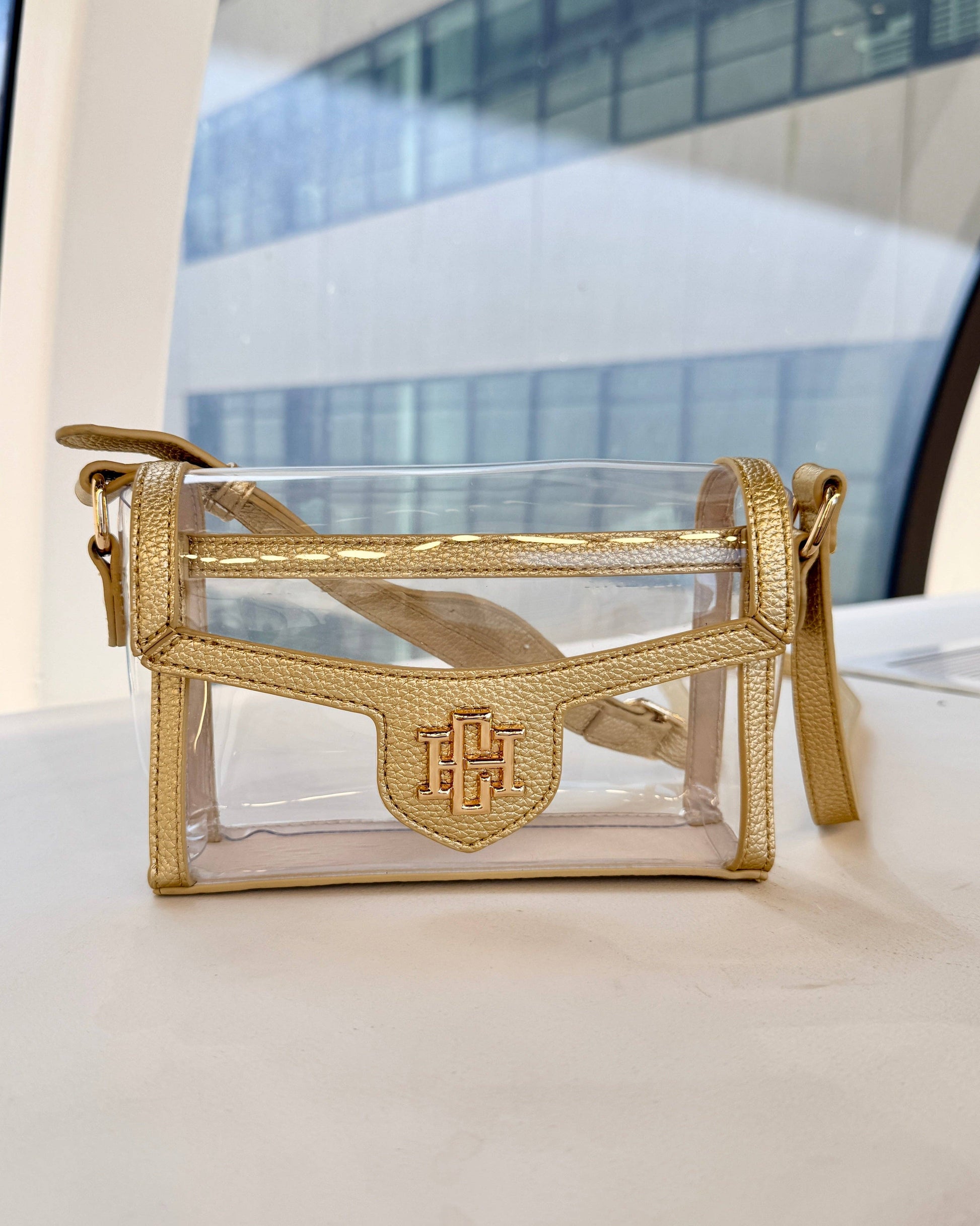 Caroline Hill - Anna Clear Bag Gold: Default Caroline Hill