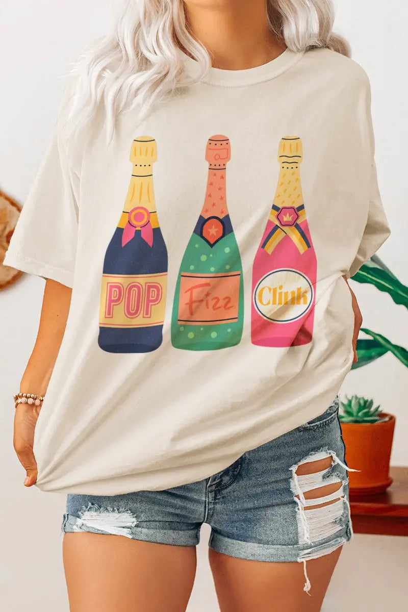 Pop, Fizz, Clink - Champagne Oversized Shirt GOLDEN ROSE CO