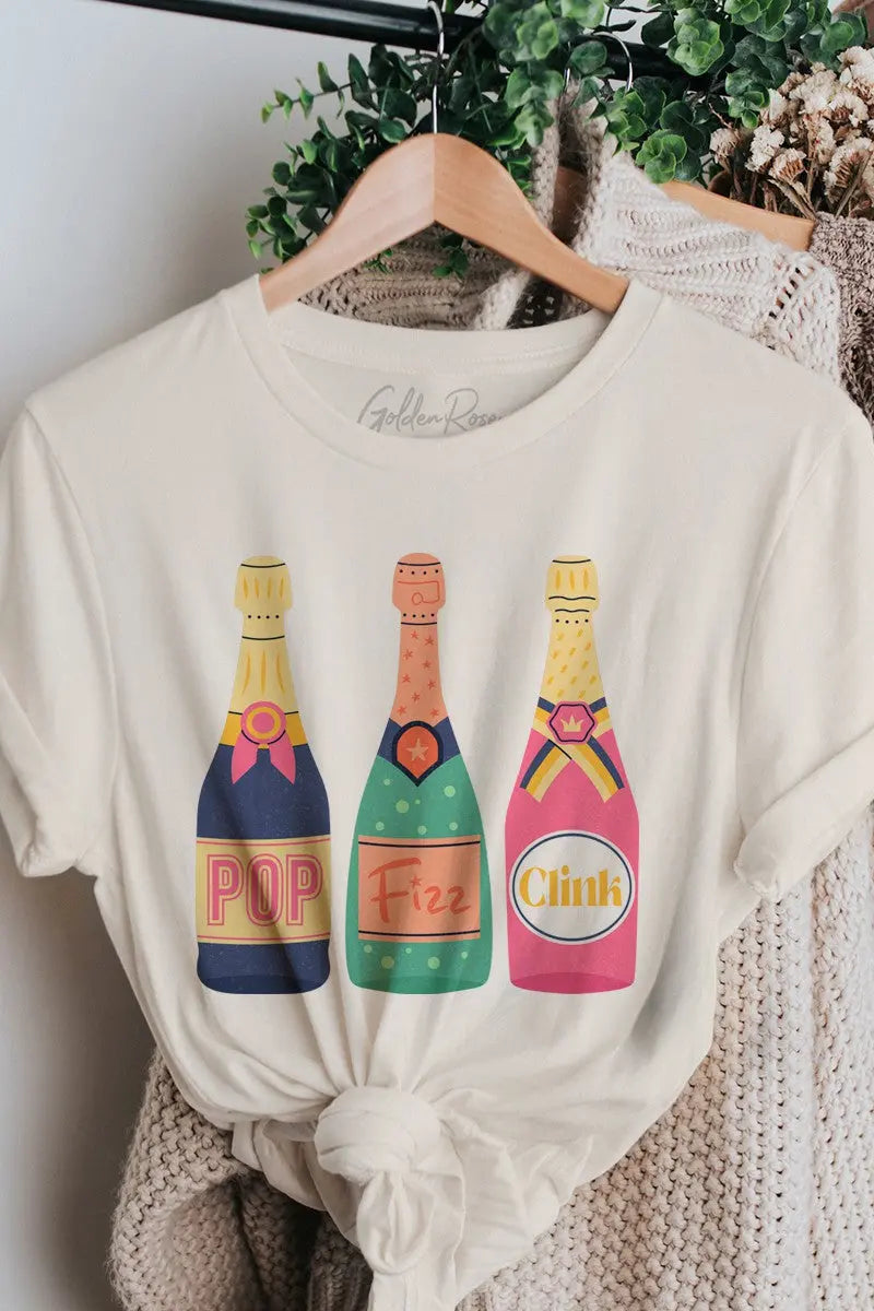 Pop, Fizz, Clink - Champagne Oversized Shirt GOLDEN ROSE CO