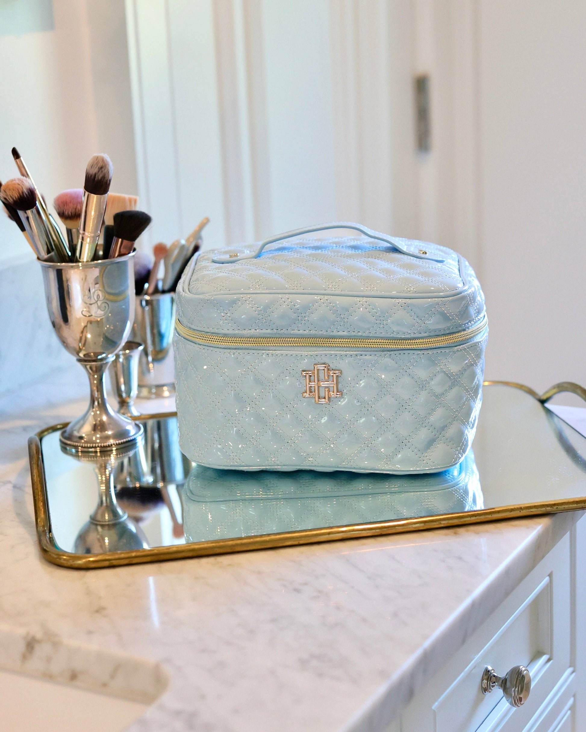 Caroline Hill - Hampton Train Case Light Blue Patent: Default Caroline Hill