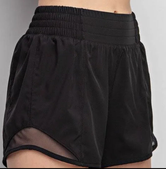 Stretch Woven Exercise Shorts With Side Mesh Details 3in Rae Mode