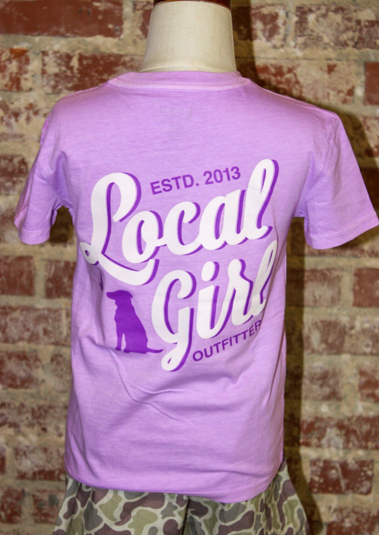Local Girl Youth Stacked Script Neon Violet Short Sleeve Tee LOCAL BOY OUTFITTER