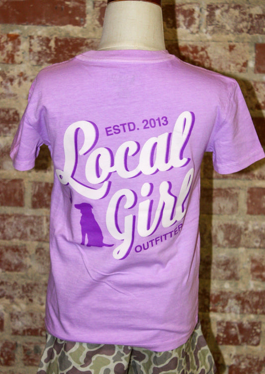 Local Girl Youth Stacked Script Neon Violet Short Sleeve Tee LOCAL BOY OUTFITTER
