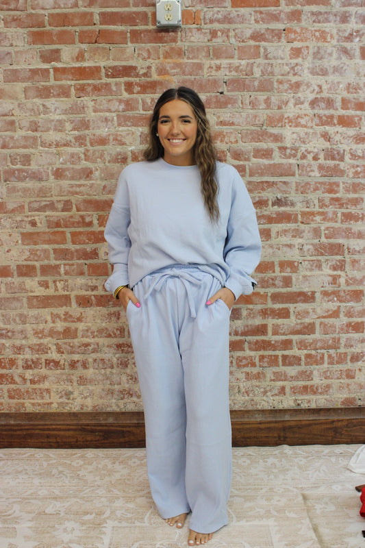 Lulu Mac Light Blue Waffle Knit Pants Girlie Girl Originals
