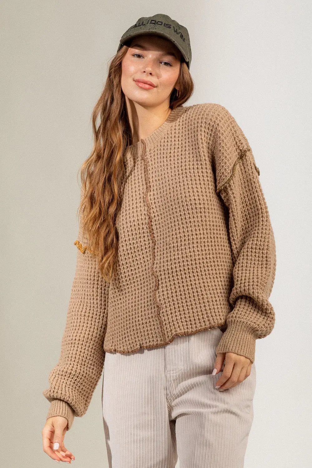 Stitch Detail Casual Round Neck  Sweater