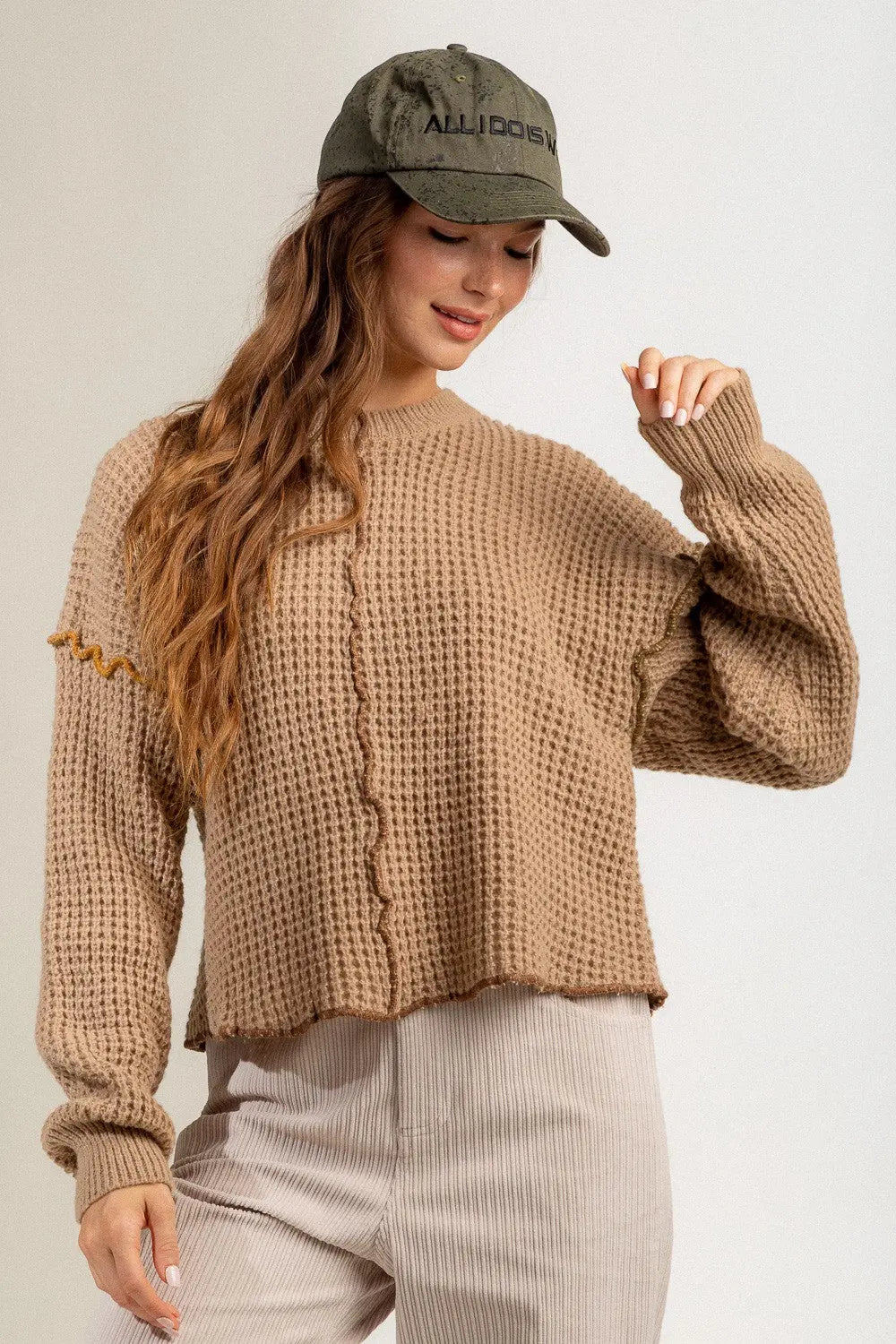 Stitch Detail Casual Round Neck  Sweater