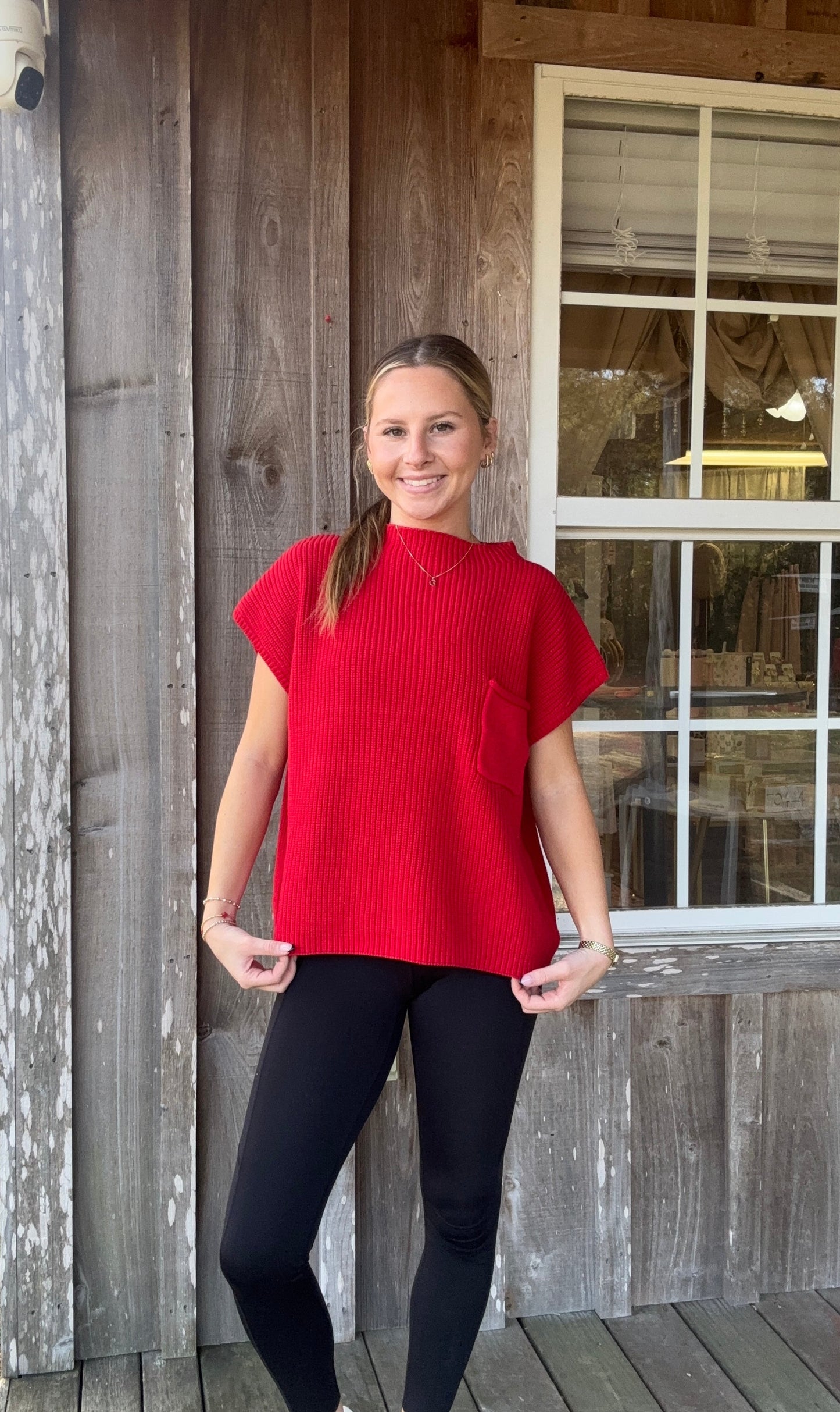 ZENANA Ruby Mock Neck Short Sleeve Sweater zenana