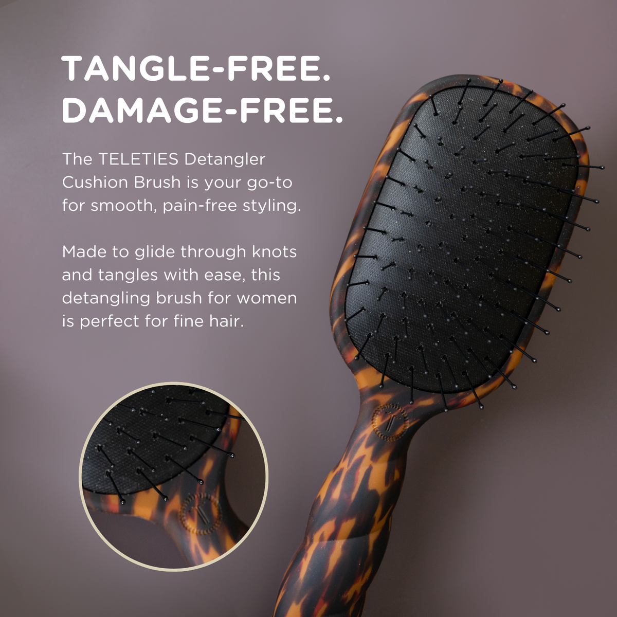 TELETIES - Detangler Brush |Tortoise| Fine TELETIES