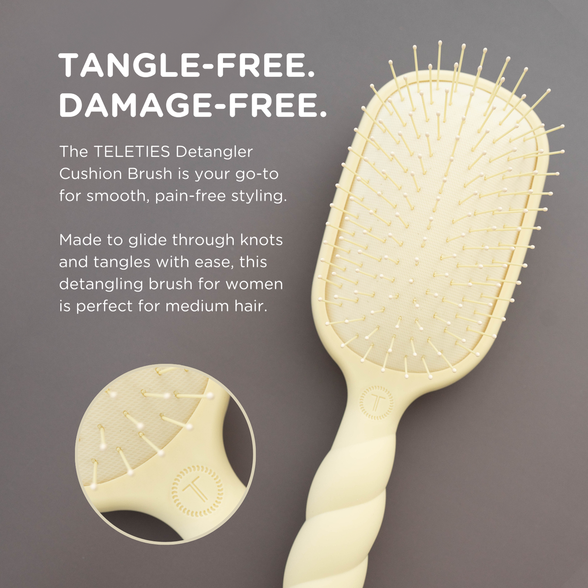 TELETIES - Detangler Brush |Tan| Medium TELETIES