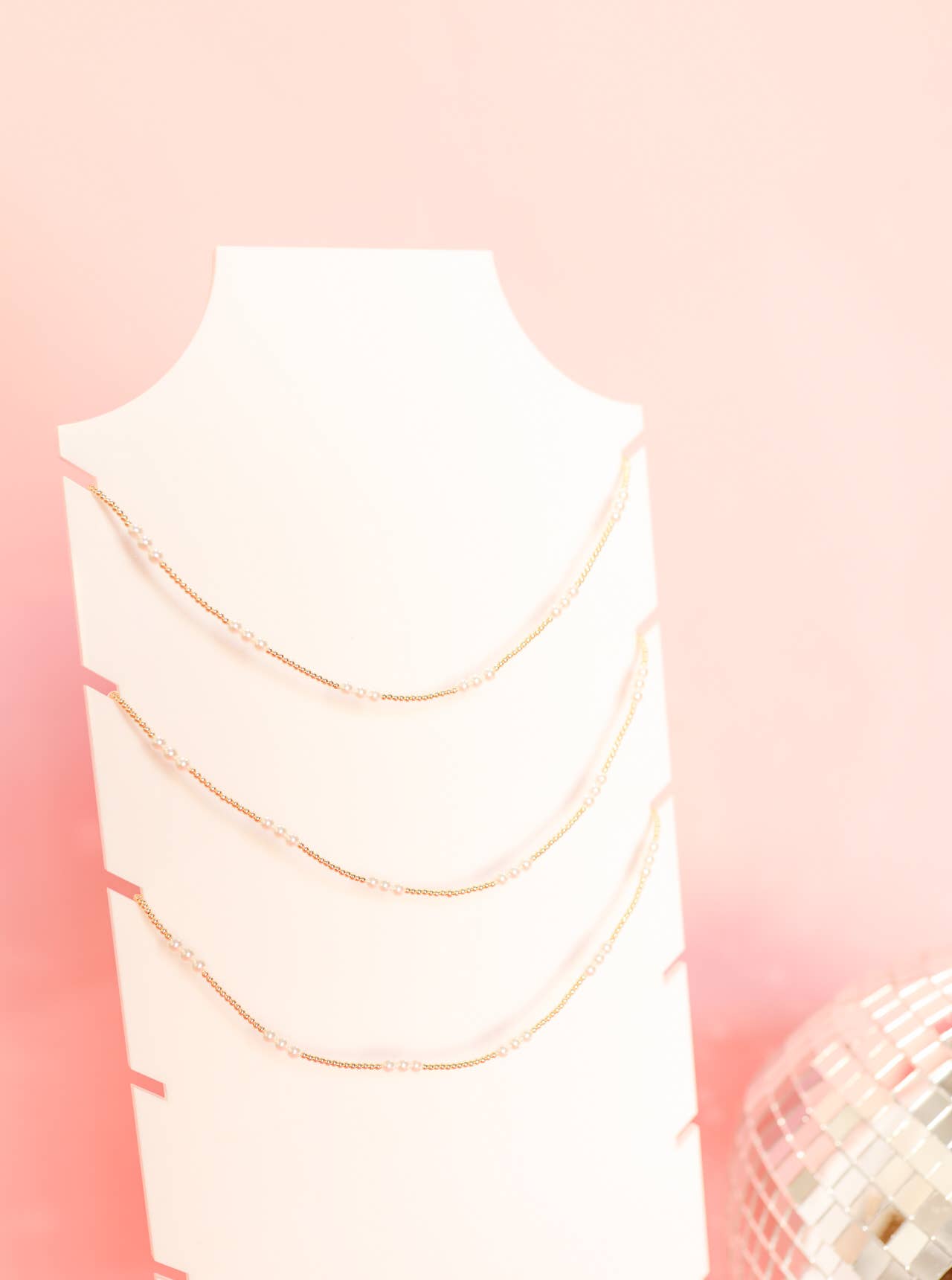 Beaded Blondes - ILY Pearl Necklace in Gold: 16 inch / Stretch (No Clasp) Beaded Blondes