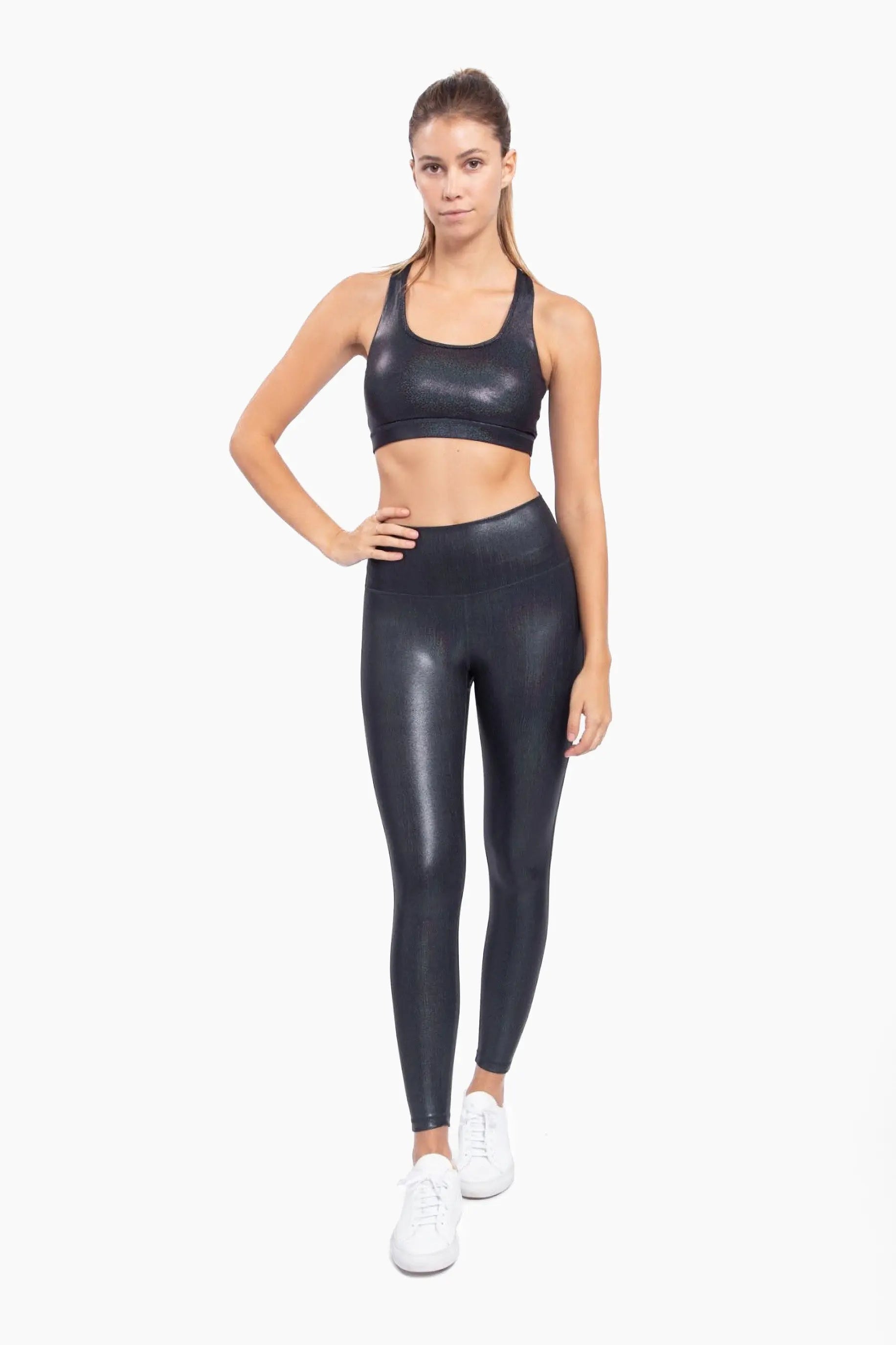 Iridescent Foil High-Waisted Leggings Mono B