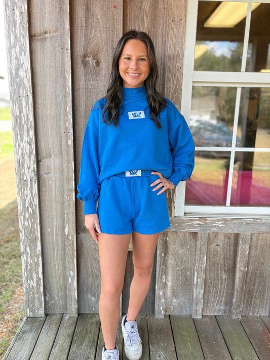 Lulu Mac Bright Blue Long Sleeve Terry Cloth Top Girlie Girl Originals