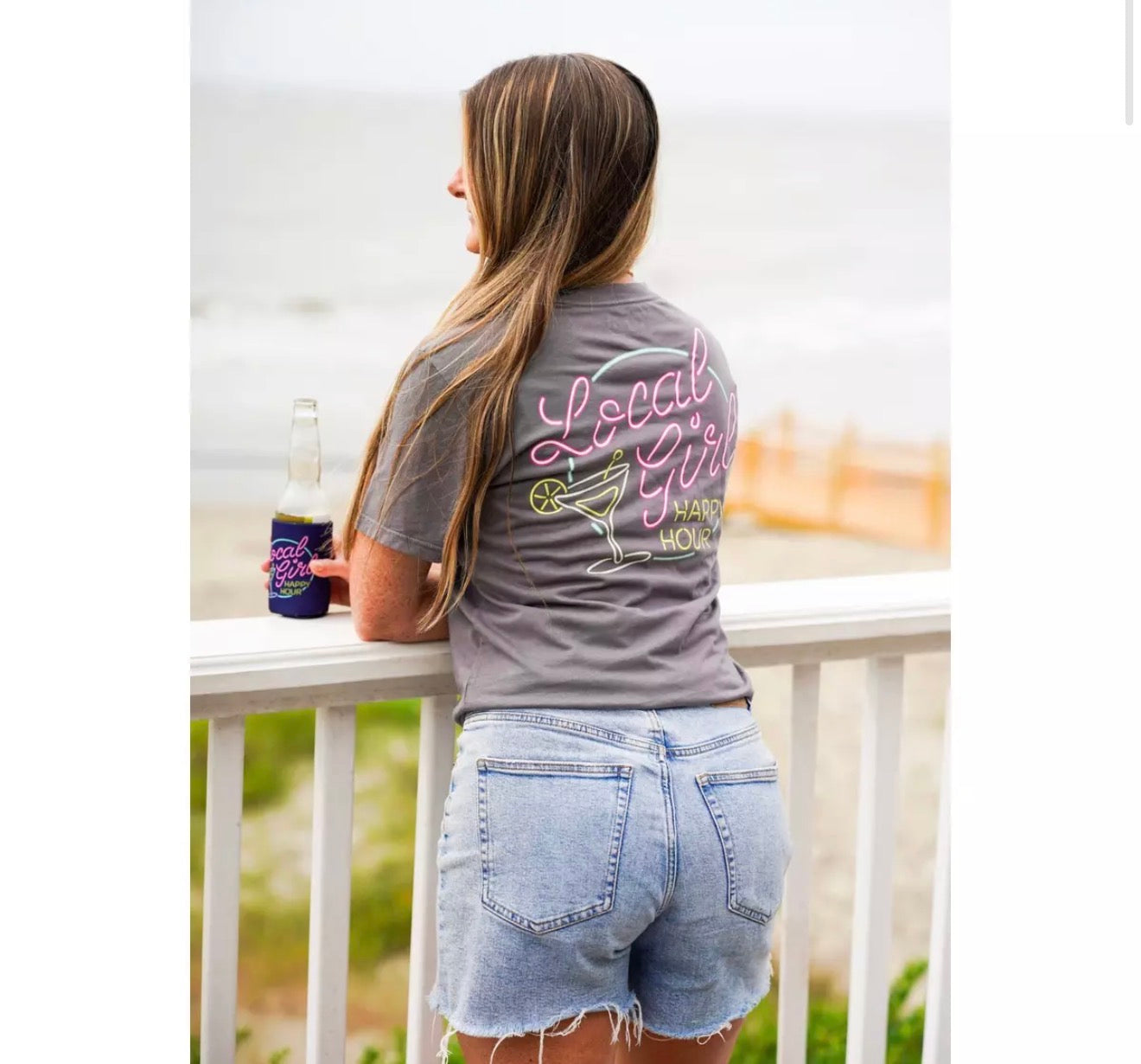 Local Girl Happy Hour Grey Short Sleeve Tee LOCAL BOY OUTFITTER