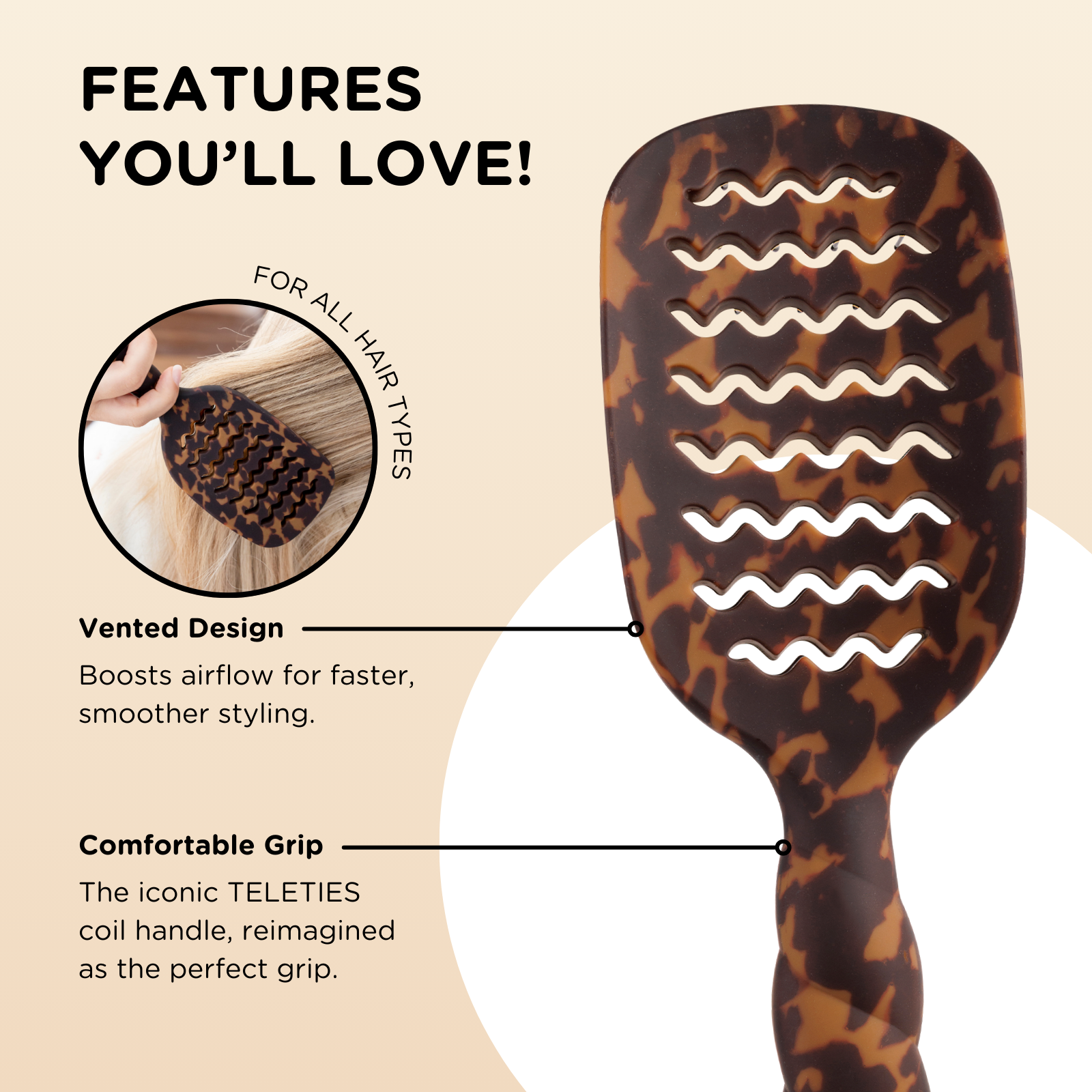 TELETIES - Vented Hair Brush | Tortoise TELETIES