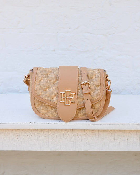 Caroline Hill - Griffin Crossbody Bag Woven Tan: Default Caroline Hill
