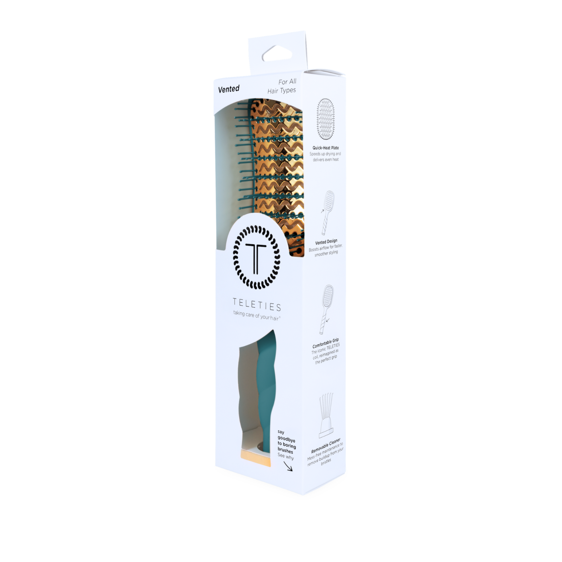 TELETIES - Vented Hair Brush - Teal With It TELETIES