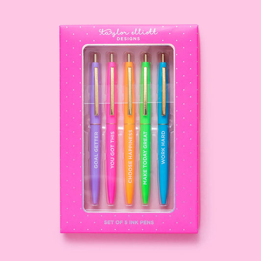 Taylor Elliott Designs - Pen Set - Motivational - Asst Colors - 5 Piece Set Taylor Elliott Designs