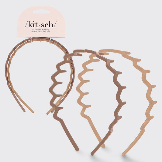 KITSCH - Recycled Plastic Zig Zag Headband 2pc - Neutral KITSCH