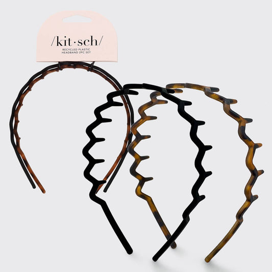 KITSCH - Zig Zag Headband 2pc - Black & Tort KITSCH