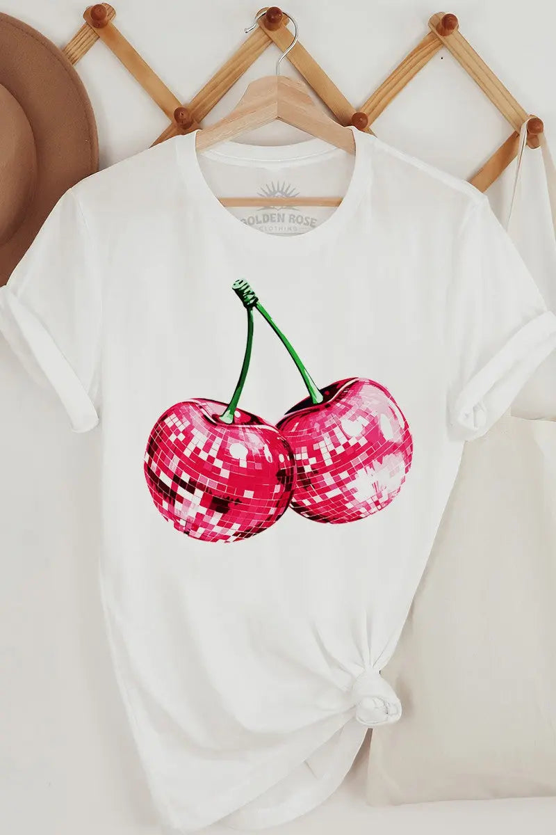 Disco Ball Cherries - Retro Oversized Tee GOLDEN ROSE CO