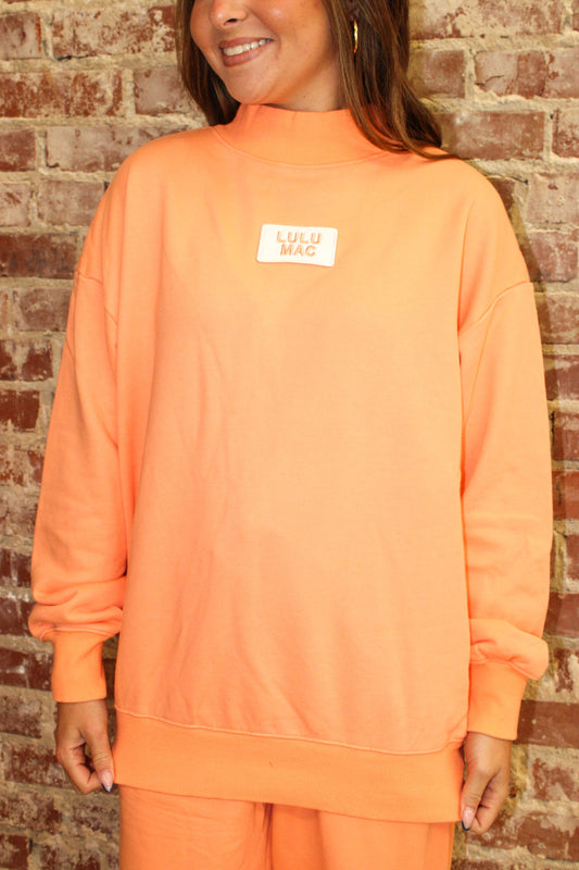 LULU MAC LONG SLEEVE TERRY CLOTH TOP- ORANGE LULU MAC