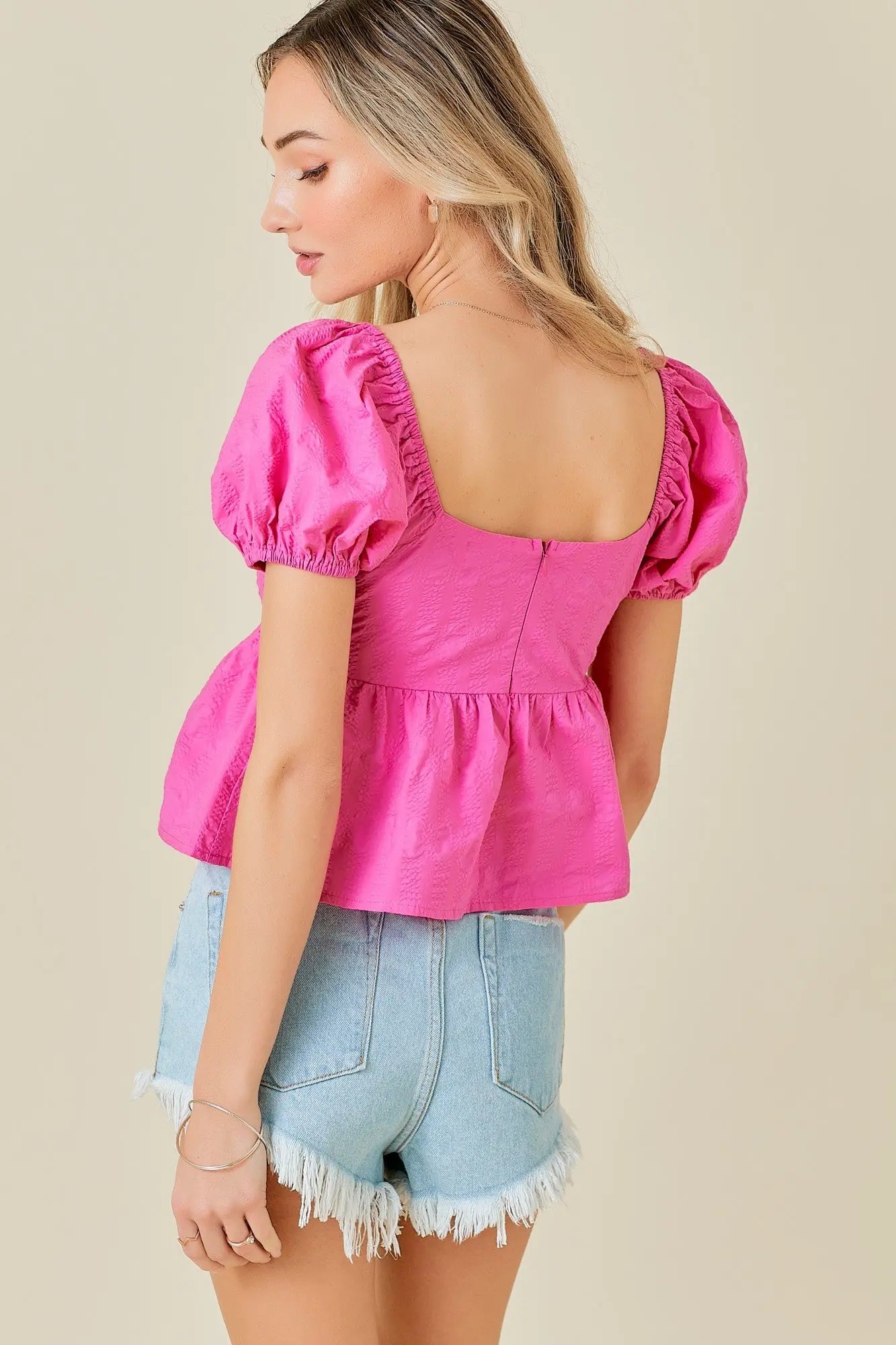 PUFF SLEEVE SWEETHEART NECKLINE BABYDOLL CROP TOP day & moon