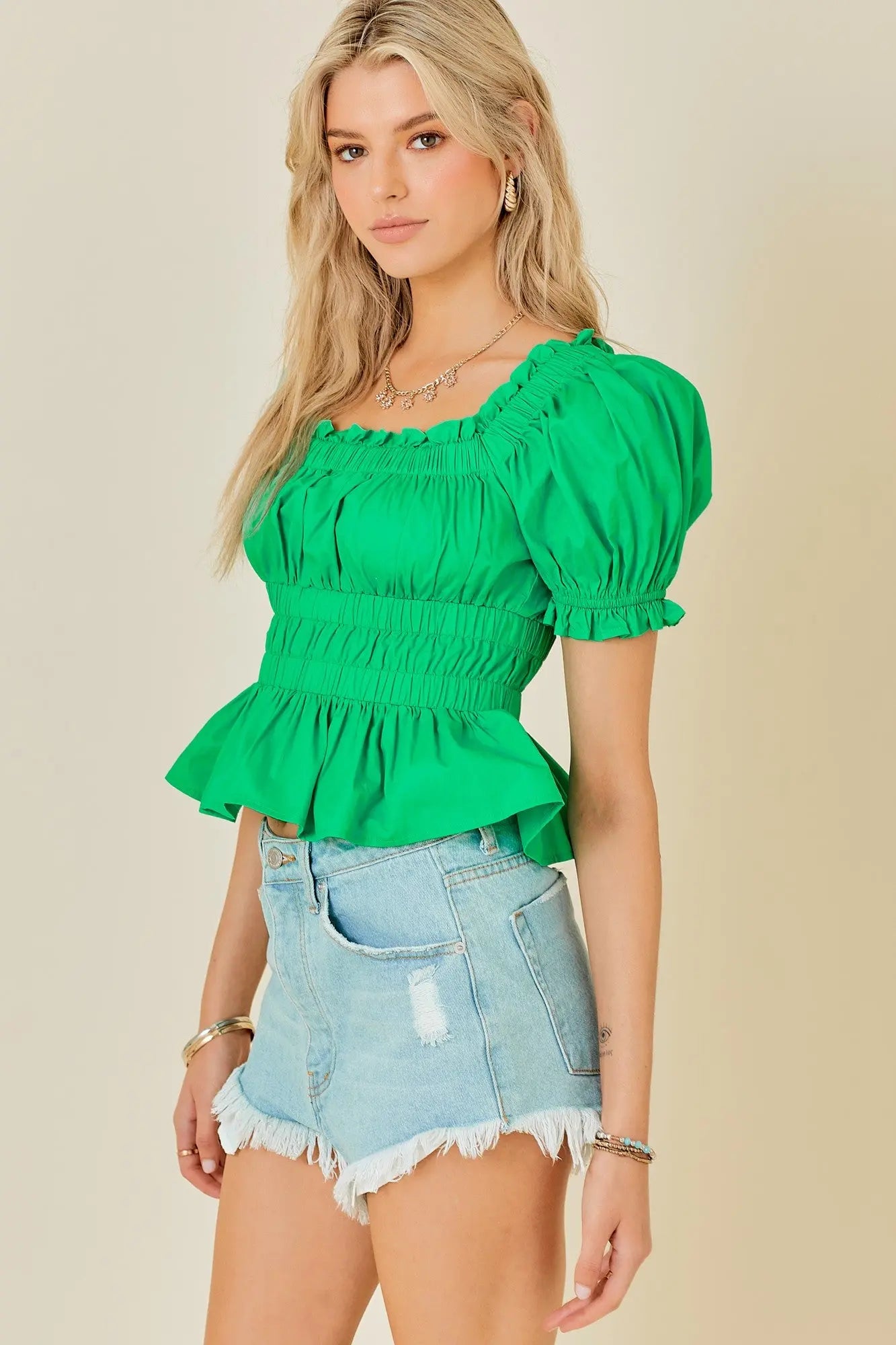 RUFFLE DETAIL POPLIN TIERED BABYDOLL TOP day & moon