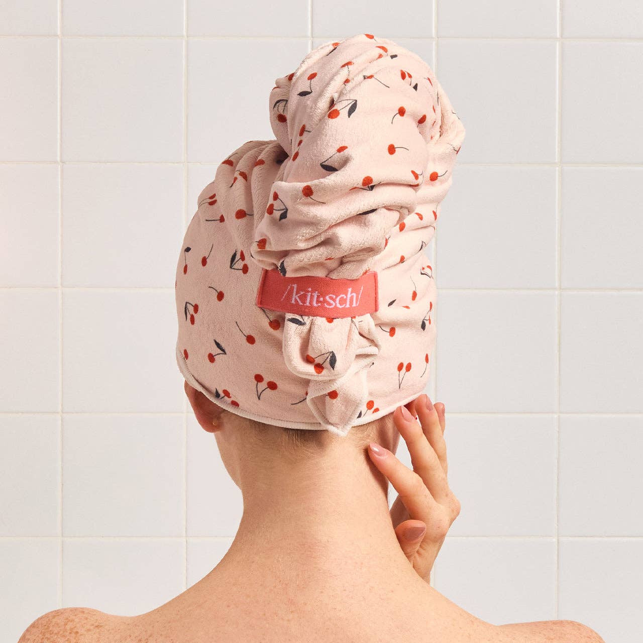 KITSCH - XL Hair Towel Wrap - Cherry Print KITSCH