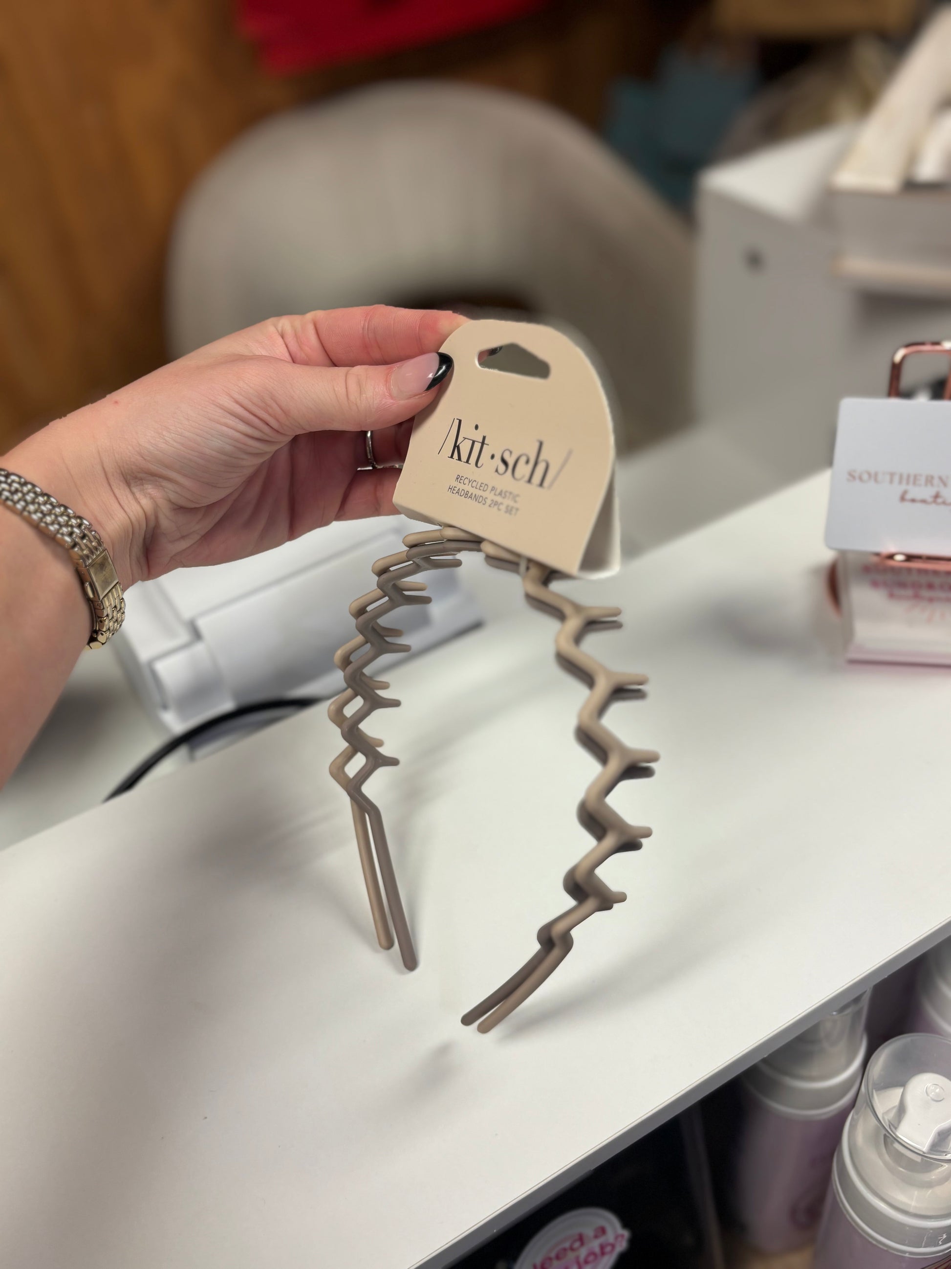 2 Piece Neutral Recycled Plastic Zig Zag Headband KITSCH