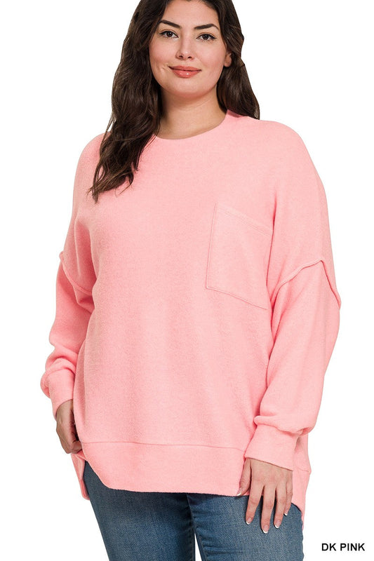 PLUS Brushed Meglange Drop Shoulder Sweater Top SOUTHERN SUNDROP BOUTIQUE
