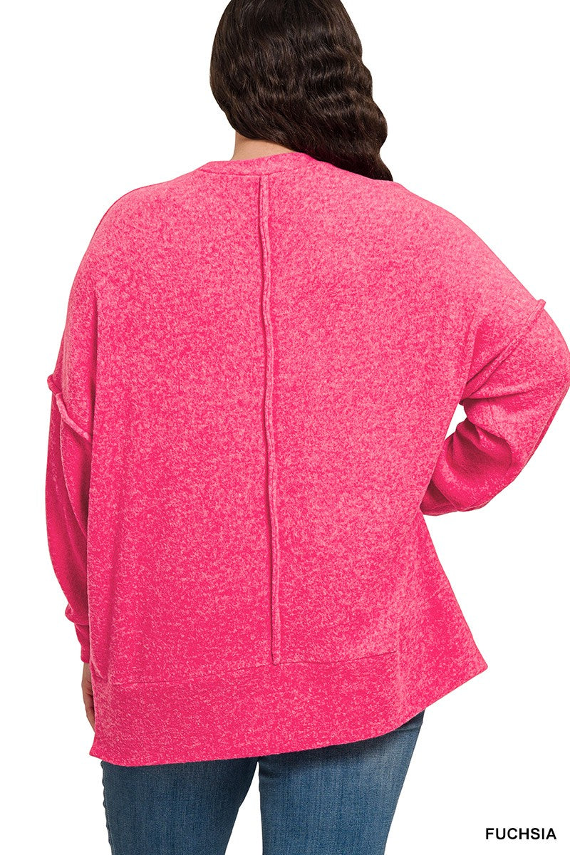 PLUS Brushed Meglange Drop Shoulder Sweater Top SOUTHERN SUNDROP BOUTIQUE